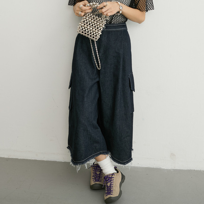 流苏边牛仔八分裤2025夏季新款