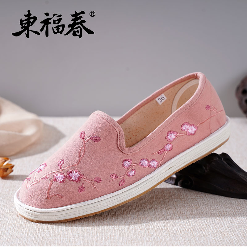 东福春民族风女鞋手工刺绣千层底