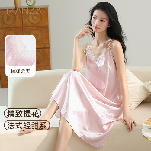 吊带睡裙女中长款V领套头款