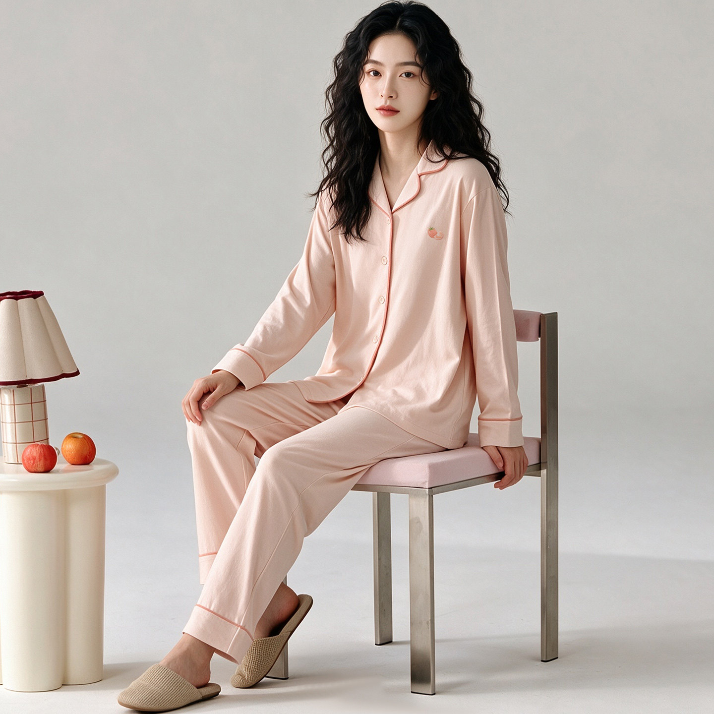 玛伦萨睡衣女春秋季纯棉开衫长袖套装简约休闲女士家居服秋天套装