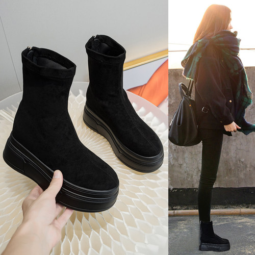 厚底内增高瘦瘦靴中筒靴