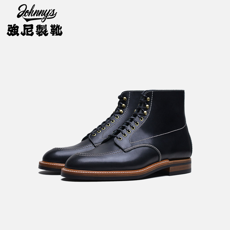 强尼制靴！复古高帮小圆头工装靴系带中筒真皮男鞋固特异,流行男鞋,高帮鞋,淘宝优惠券,粉丝福利购,淘宝优惠卷