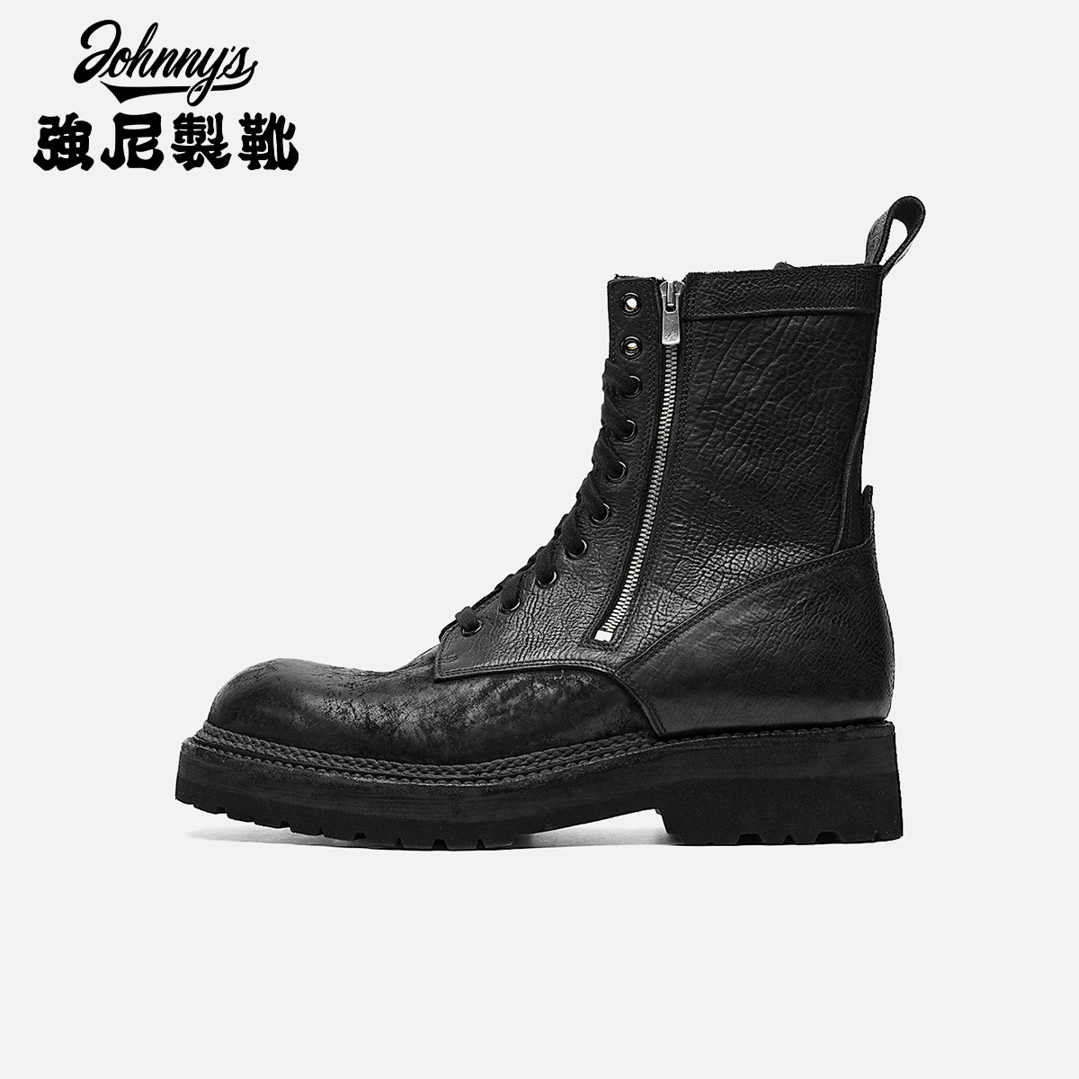 强尼制靴马臀皮手工挪威缝机车靴