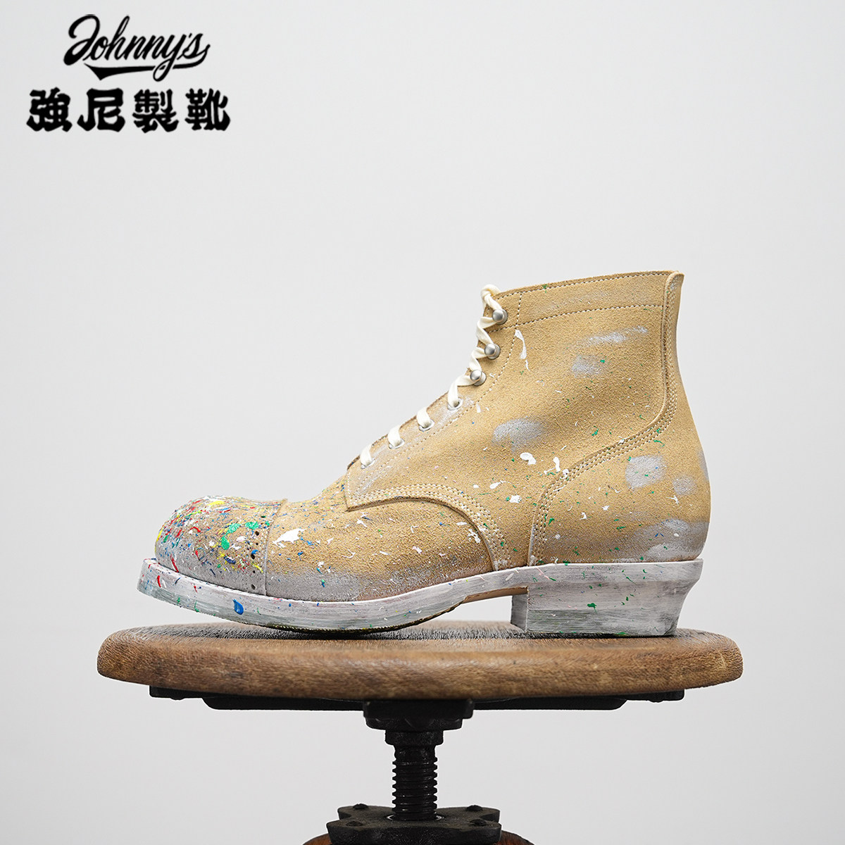 做旧彩绘伞兵靴男女同款工装靴