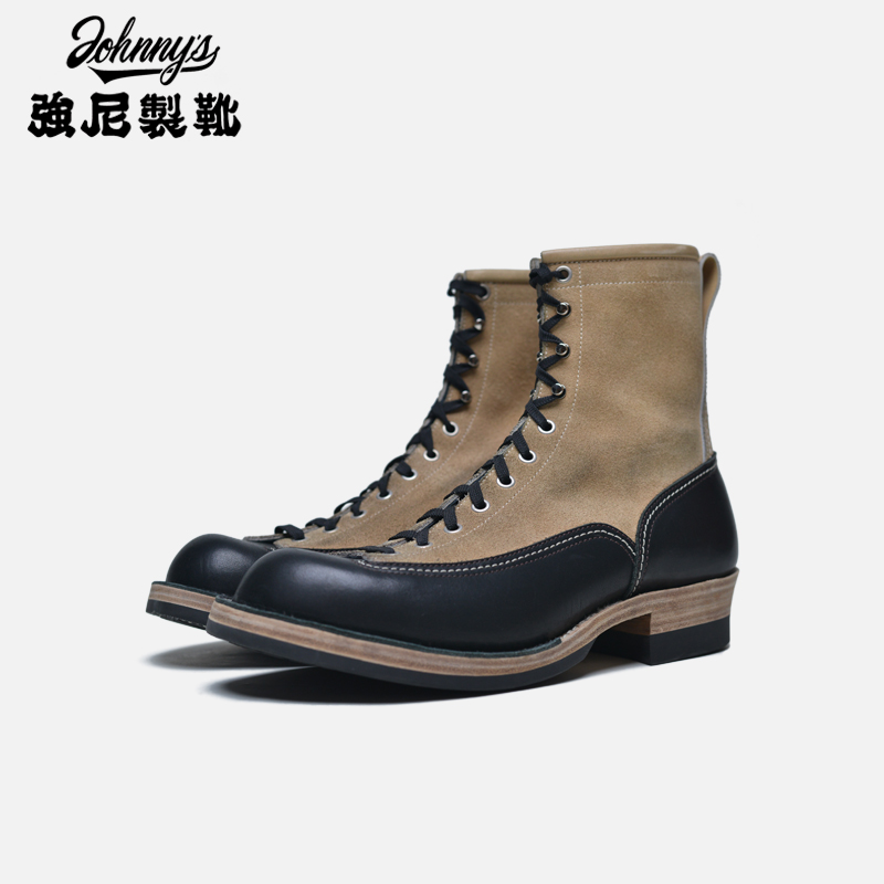 工装强尼制靴复古短脸靴伐木靴