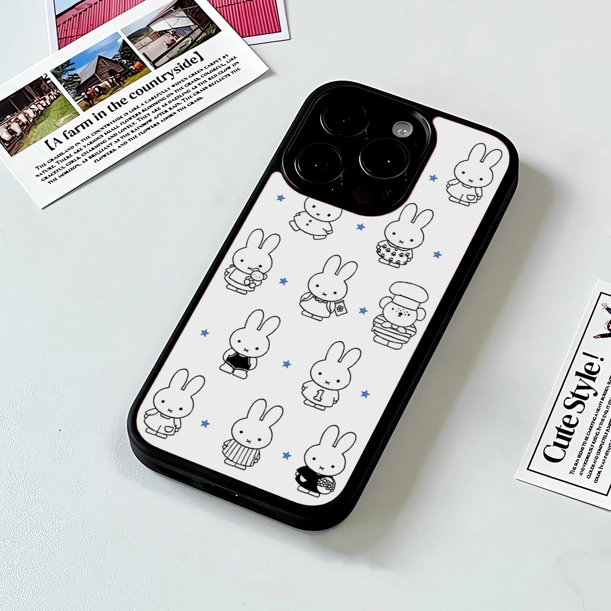 苹果16promax手机壳iPhone15plus小众2025新款可爱线条米菲适用华为pura70ultra保护套小米14硅胶全包磨砂13