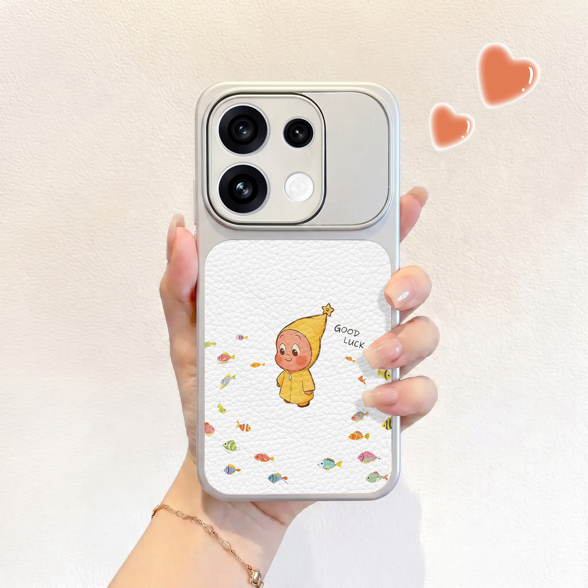 小鱼围绕公仔适用opporeno16手机壳新款reno16pro皮纹壳reno15仿皮保护套OPPO男女15pro卡通14高级感13可爱12