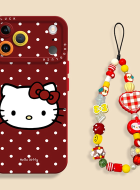 波点kt头适用iPhone17红色手机壳新款苹果17promax液态苹果air瞳眼硅胶壳17pro保护套ip16带挂绳15男女14可爱