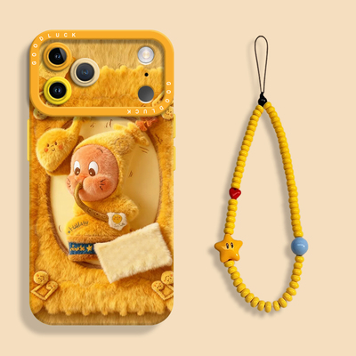 适用苹果17毛绒吹鼓星星人手机壳