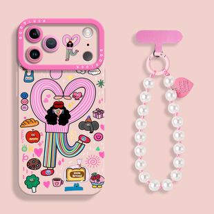 可爱比心女孩适用iPhone17pro全包瞳眼手机壳17promax液态苹果17air硅胶壳17保护套ip17带挂绳女网红男卡通