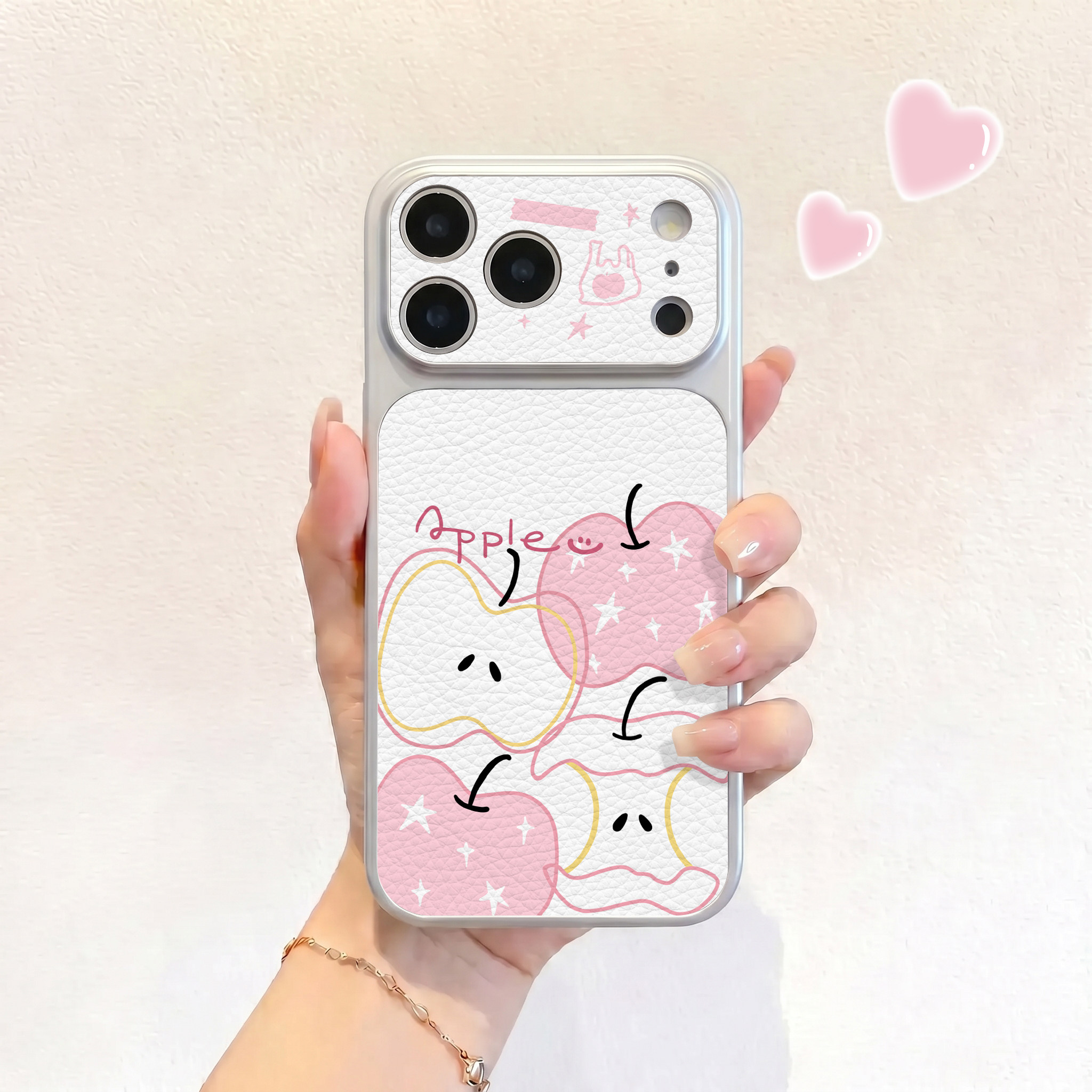 黄粉线条平果适用iPhone17不会撞壳手机壳新款苹果17promax仿皮16pro皮纹壳17pro保护套ip16男女15卡通14可爱