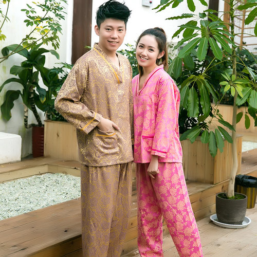 长款按摩条纹情侣汗蒸服