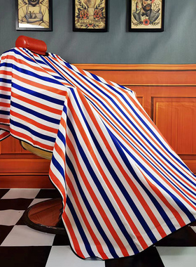 理发围布barber男士围布1.9m加长款定制复古条纹不沾发盖脚围布