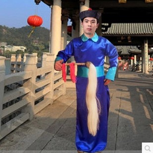 男宫廷服装 古装 蓝色演出服公公甄嬛官兵总管 清朝僵尸服装 太监服装