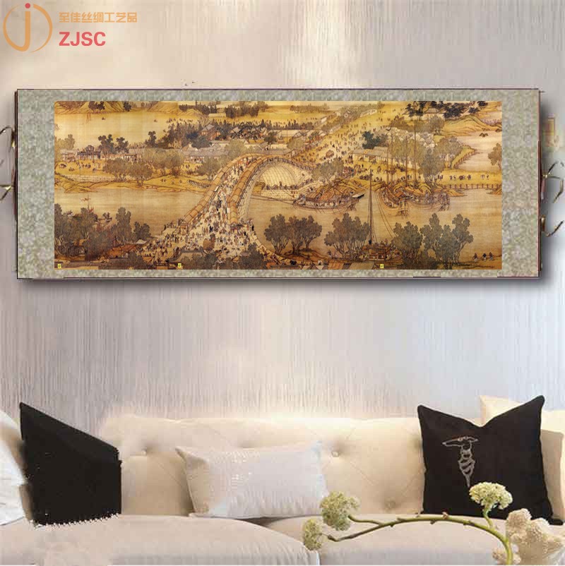 清明上河图卷轴挂画国画无框画古代名画现代中式复古壁画茶楼横幅