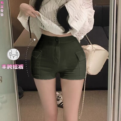 丰胯裤韩版韩范修身时尚纯色显瘦牛仔短裤