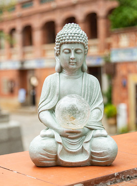 庭院佛像树脂摆件太阳能灯