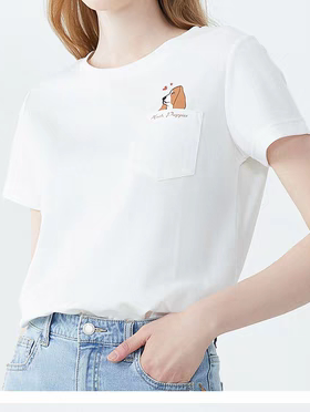 Hash Pupias暇步士风格女2023夏季口袋印花圆领短袖T恤|HD-21129D
