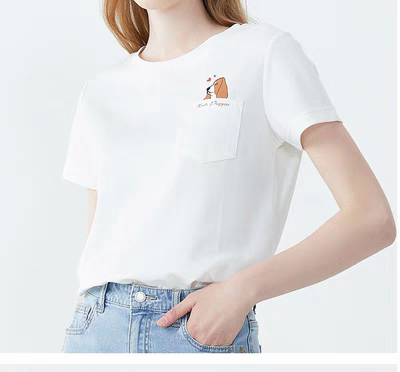 Hash Pupias暇步士风格女2023夏季口袋印花圆领短袖T恤|HD-21129D