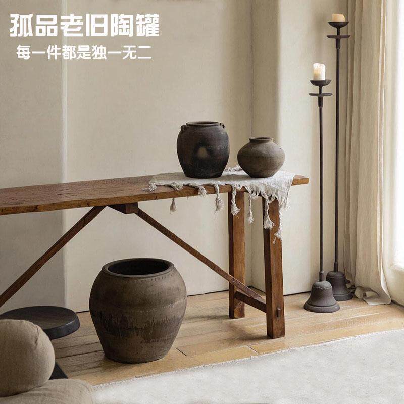 老旧陶罐坛子老物件家居摆件侘寂风粗陶花瓶民宿禅意陶缸装饰造景