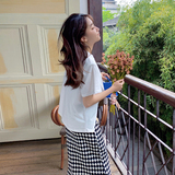2022年夏季新款女冷淡风高级感轻熟御姐套装茶歇法式格子连衣裙子，女装套装/套裙，象礼