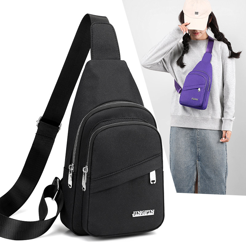 斜挎包休闲帆布包包单肩胸包2023新款女包百搭尼龙布小背包胸前包