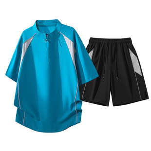 T恤男套装 休闲新款 男士 短裤 套装 宽松两件套中青年运动短袖 夏季