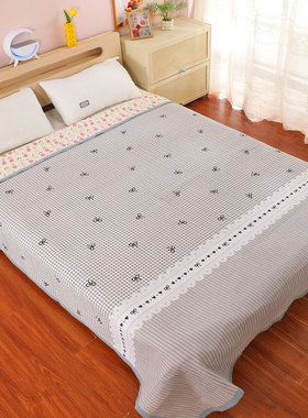 水洗棉床盖单件四季通用简约春秋夏双人床加厚三件套夹棉床单宿舍