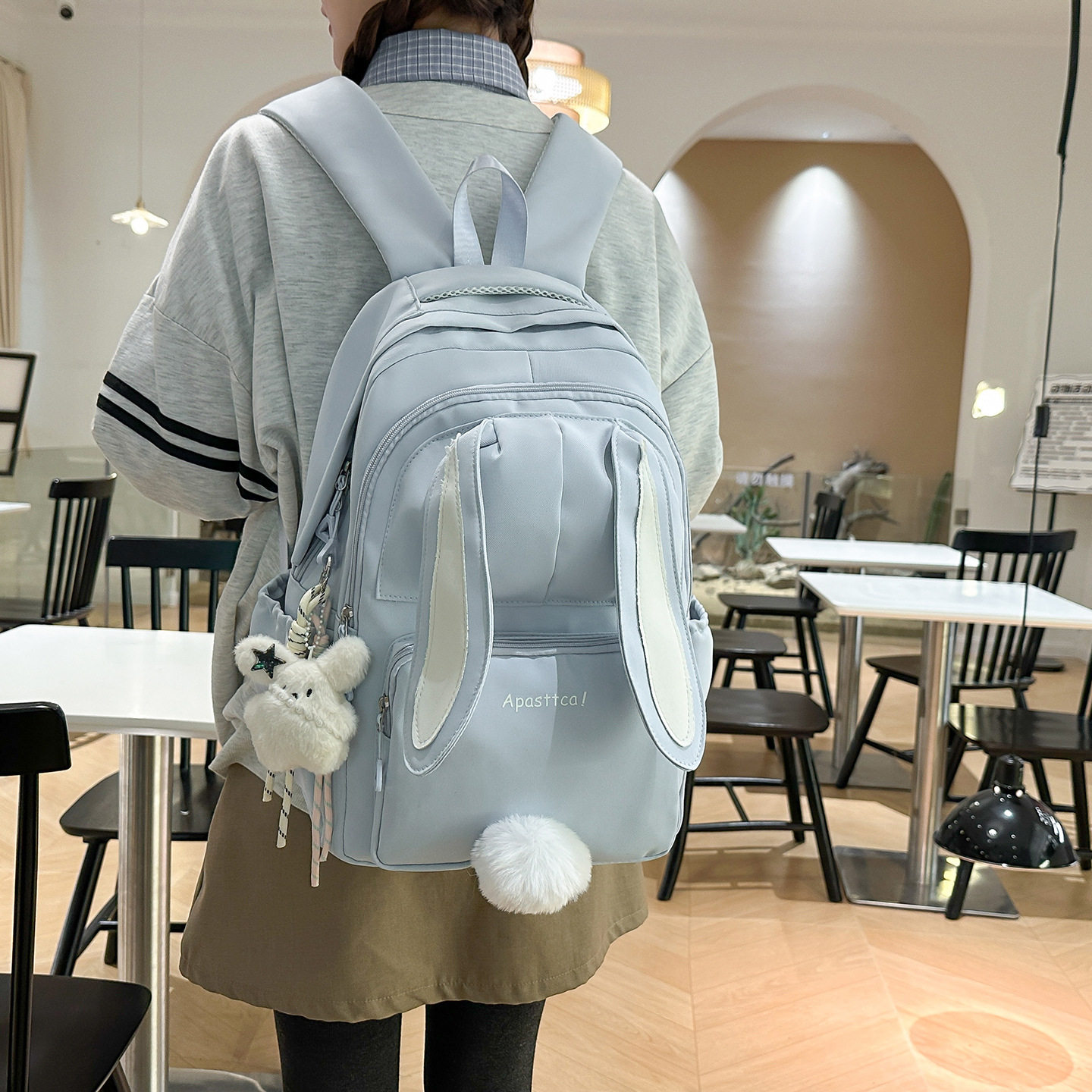 书包女韩版原宿高中学生日系可爱兔耳朵双肩包校园百搭少女背包