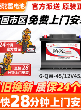 骆驼蓄电池适用五菱宏光面包车小车轿车12V45Ah汽车电瓶蓄电池
