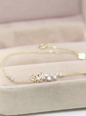 纯银镂空蝴蝶镶钻韩版时尚风手链