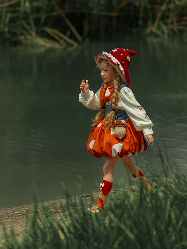 Красная шапочка, наряд маленькой принцессы, весенняя юбка на девочку, стиль Лолита, косплей