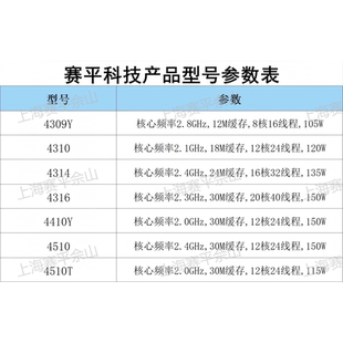 Intel/英特尔 服务器 4309Y/4310/4314/4316/4410Y/4510/4510T