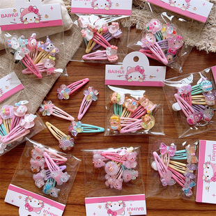 5个袋装 韩国儿童发夹糖果色基础bb夹滴油女童卡通人物造型刘海夹