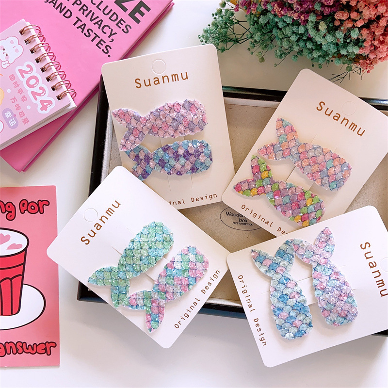 韩版儿童春夏亮片鱼尾巴发夹