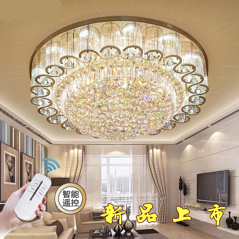 欧式水晶灯客厅灯个性大气led卧室灯饰奢华高档金色圆形吸顶灯具