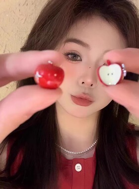 苹果耳钉女小众设计感耳环甜美风