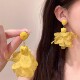 海岛假日 氛围感超仙黄色花朵耳环女海边度假风夸张耳钉拍照耳饰