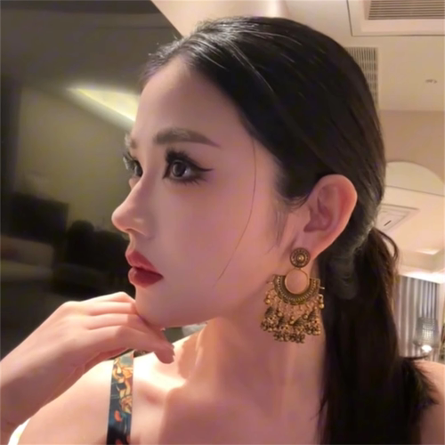 欧美风圆形扇形铃铛流苏耳环