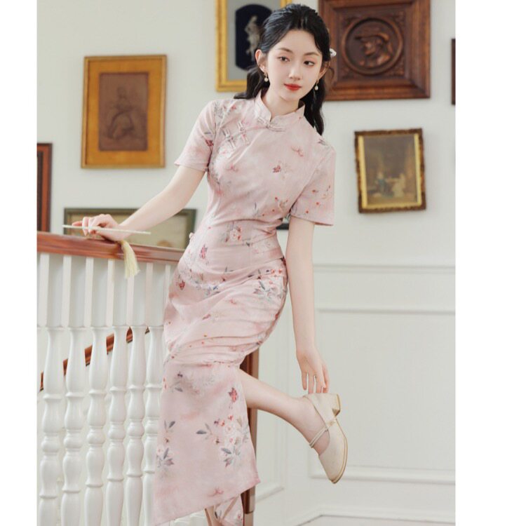少女甜美改良旗袍中式礼服民国风盘扣女装娇俏粉嫩可爱复古连衣裙