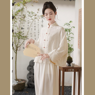 唐装女装中国风套装宽松国潮修行禅服佛系居士中式打太极拳练功服