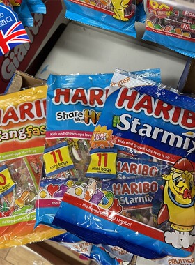 苏州现货 英国HARIBO哈瑞宝儿童混合水果Q软糖果汁橡皮糖糖粉176g