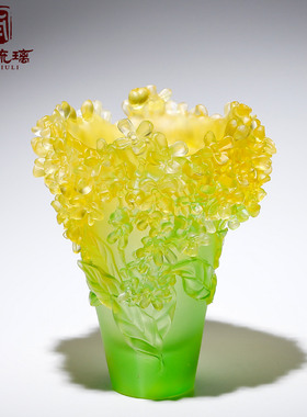 淄博非遗琉璃桂花花瓶客厅摆件