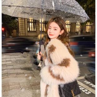 网红爆款 新款 气质名媛皮草 环保奶牛狐狸毛皮草外套女2024冬季 时尚