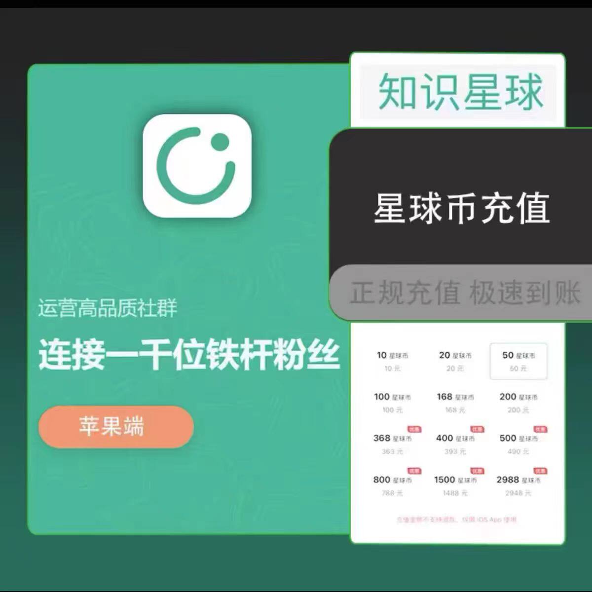 知识星球 星球币充值 50 500  1000币 正规充值非星钻