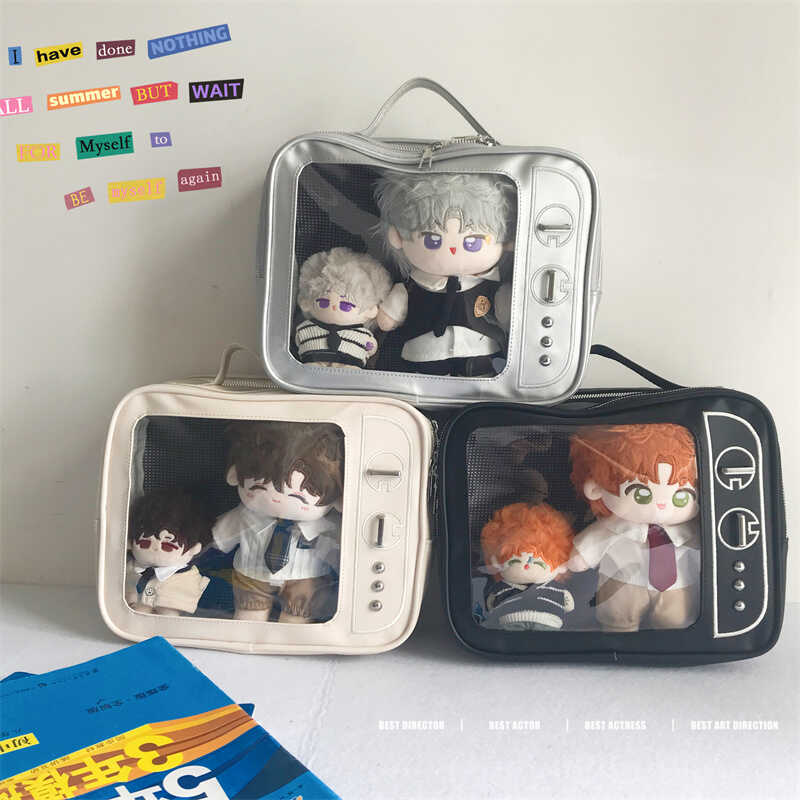 现货复古电视机娃包20cm棉花娃娃斜挎包 镭射透明Y2K千禧辣妹痛包