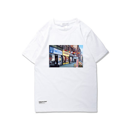 TIMELESS原创潮牌夏季新款街景贴布纯棉圆领短袖T恤国潮男装宽松