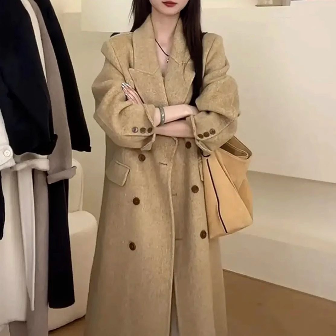 【月光手书】新款韩系双面羊绒大衣女中长款高端气质羊毛呢外套冬