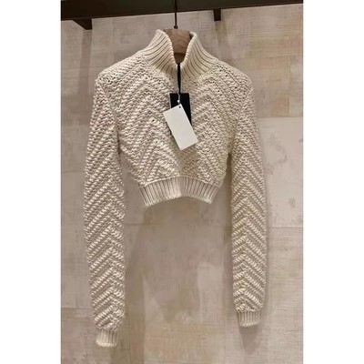 杏色高领短款毛衣女冬季加厚设计感法式复古修身显瘦麻花针织上衣