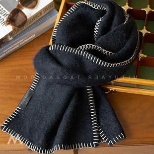 品牌折扣专柜商场外贸渠道货自留G端线手工钩边羊驼毛针织围巾女